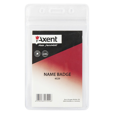 Бейдж вертикальний, замок zip lock, прозорий, 4529 (54х82мм) - 4529-A Axent