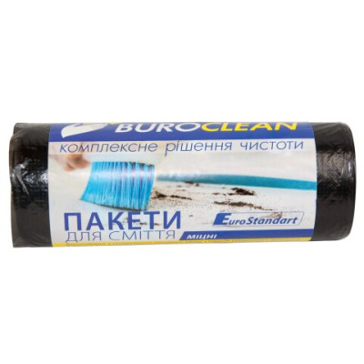 Пакеты для мусора 60л/20шт,600х800мм прочные, черные,ПВД  (LDPE), BuroClean EuroStandar 10200032