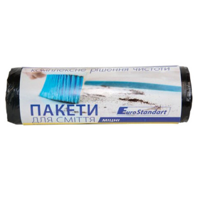 Пакеты для мусора 120л/10шт,900х1000мм, прочные, черные, 24мкм, ПВД (LDPE), BuroClean EuroStandart 10200042