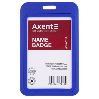 Бейдж вертикальний, PP, синій, 4530 (50х84мм) - 4530-07-A Axent