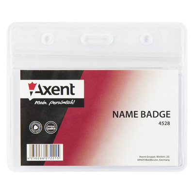 Бейдж горизонтальний, замок zip lock, прозорий,4528(88х54мм) - 4528-A Axent