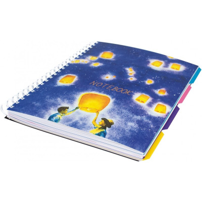 Блокнот Universal, A4, пласт. обкл. спіраль, з розділ. блок з перф. 120, кліт. - O20355-15 Optima