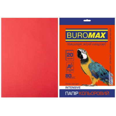 Папір кольоровий А4, 80гм2, INTENSIV, червоний, 20л. - BM.2721320-05 Buromax