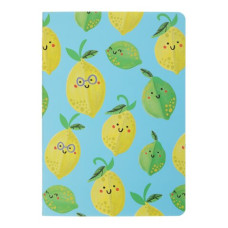 Книга для нотаток FRUITS, А5, 32 арк., клітинка, прошита обкладинка, блакитна