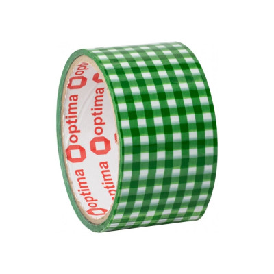 Стрічка клейка пакувальна 48 мм х 20 м Optima, Tartan зелена - O45364 Optima