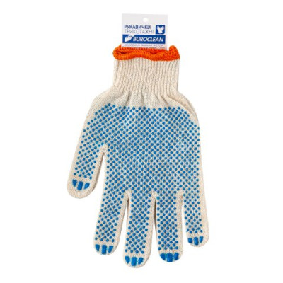 Перчатки белые с ПВХ точкой, 3 нити, BuroClean ECO 10200350