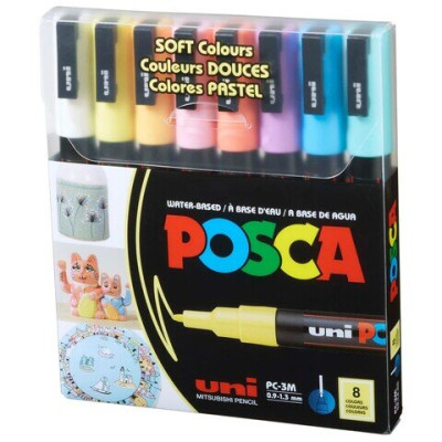 Набір маркерів uni POSCA Soft Color, 0,9-1,3мм, 8 шт PC-3M SOFT COLOR 8C