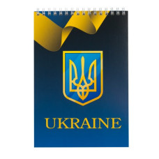 Блокнот на пружині зверху UKRAINE, А-5, 48л., клітка, картонна обкладинка, синій