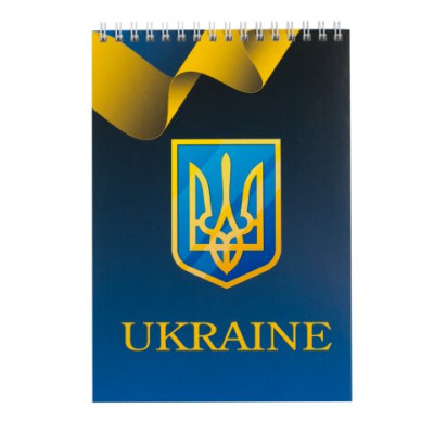 Блокнот на пружині зверху UKRAINE, А-5, 48л., клітка, картонна обкладинка, синій - BM.24545104-02 Buromax