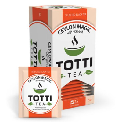 Чай чорний TOTTI Tea «Магія Цейлону», пакетований, 2г*25*32 - tt.51505 ПРОДУКТЫ ПИТАНИЯ