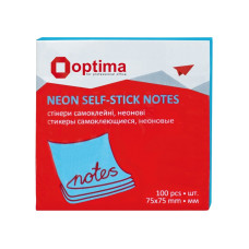 Стікери Optima, 75x75, сині неон, 100 л.