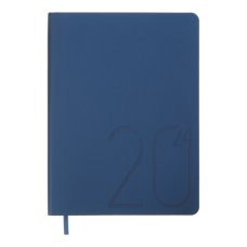 Щоденник дат. 2024 STEEL, A5, темно-синій, штуч. шкіра
