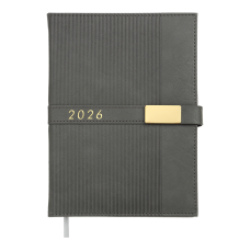 Щоденник датов. 2026 LEROY, A5, сірий, штуч.шкіра