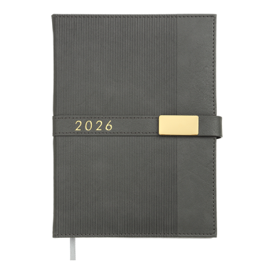 Щоденник датов. 2026 LEROY, A5, сірий, штуч.шкіра