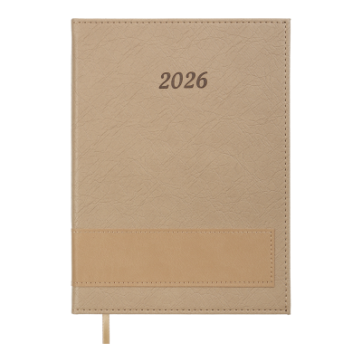 Щоденник дат. 2026 PRESTIGE, A5, бежевий, штучна шкіра
