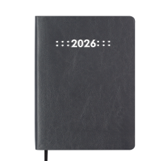 Щоденник дат. 2026 MEMORY, A5, сірий, штучна шкіра