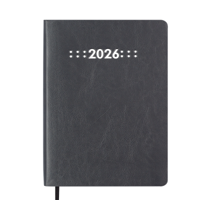 Щоденник дат. 2026 MEMORY, A5, сірий, штучна шкіра