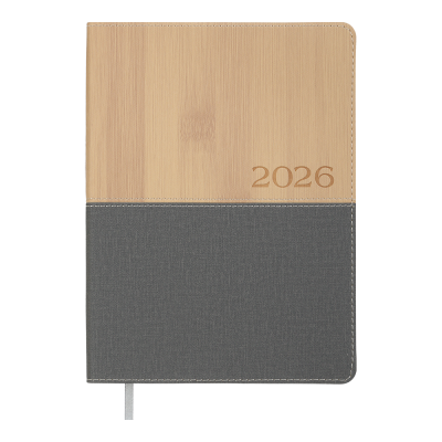Щоденник дат. 2026 CORAL, A5, сірий, штучна шкіра