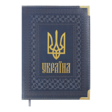 Щоденник датов. 2025 STATUT, A5, синій, штуч. шкіра/поролон