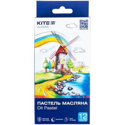 Пастель олійна, 12 кольорів Kite Classic K-071