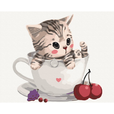 Картина за номерами "Котик у чашці", 40*50, KIDS Line - ZB.64232 ZiBi