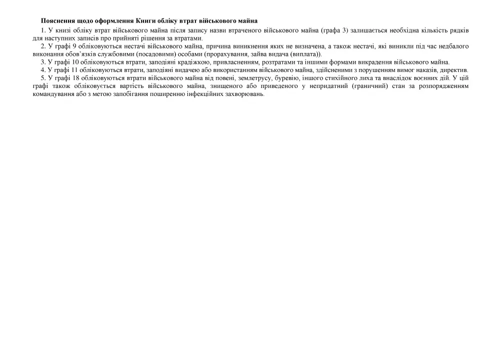 Книга обліку втрат військового майна, додаток 6, А4, 100арк, тверда палітурка