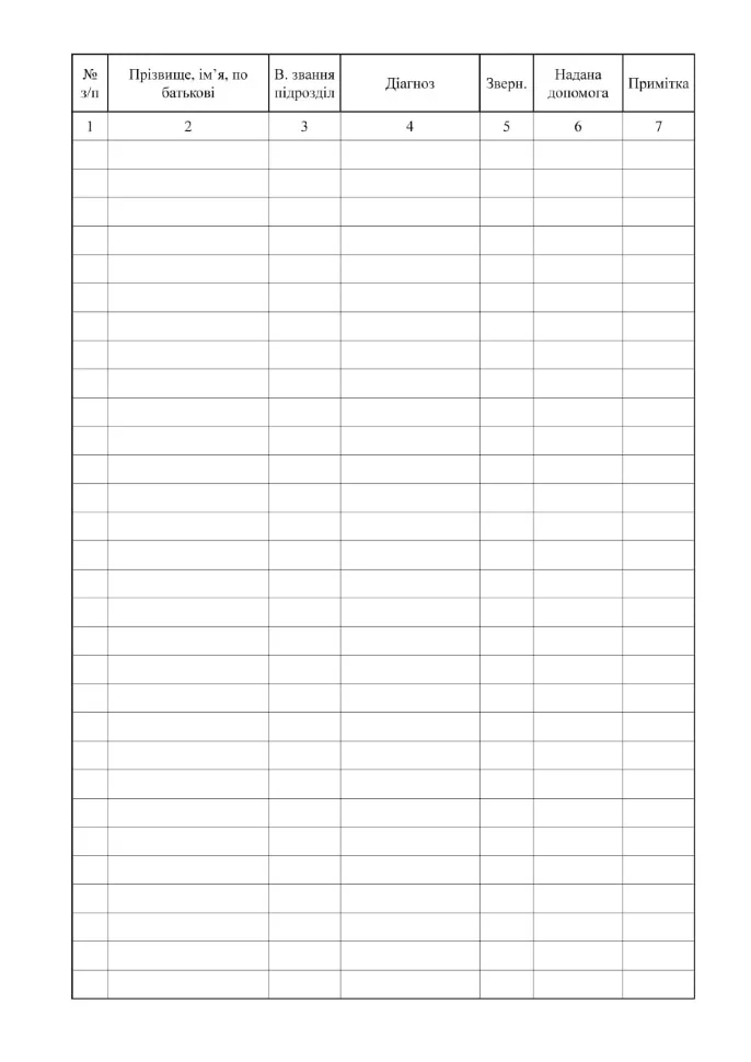 Журнал обліку амбулаторного прийому медичного пункту, A4, 100арк, тверда палітурка