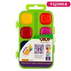 Фарби аквар. 8 кол.,  пласт./кор. без/п, салатова, KIDS Line