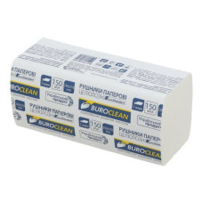 Рушники целюлозні V-подібні, 150шт, 23х21 см, 2-х сл., білі, BUROCLEAN EuroStandart