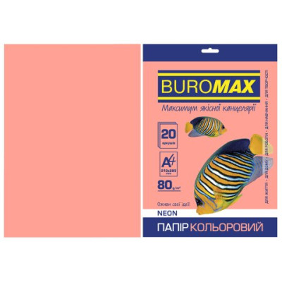 Папір кольоровий А4, 80гм2, NEON, рожевий, 20л. - BM.2721520-10 Buromax