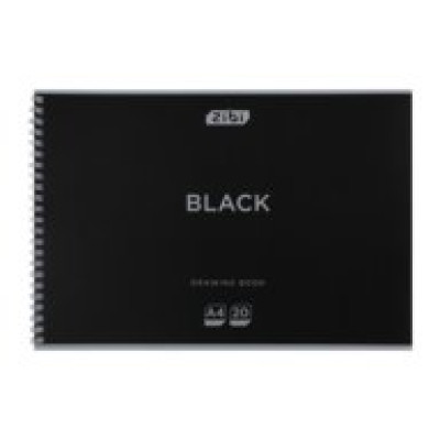Альбом для малювання BLACK, А4, 20 арк., 120 г/м2, на пружині, чорний, KIDS Line