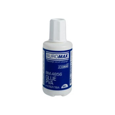 Клей ПВА, 50 мл, JOBMAX, з пензликом - BM.4856 Buromax