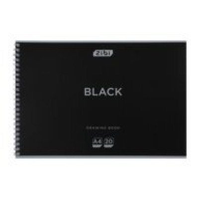 Альбом для малювання BLACK, А4, 20 арк., 120 г/м2, на пружині, чорний, KIDS Line