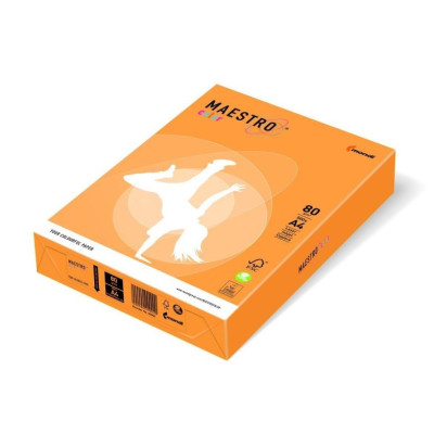 Бумага цветная А4 80 г/м 500л Maestro Color Neon Orange оранжевый - 12976 MONDI
