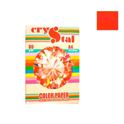 Бумага CRYSTAL COLOR PAPER А4 80г/м2 (100л) 250 красный ** - 630659 Crystal