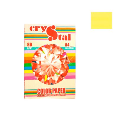 Бумага CRYSTAL COLOR PAPER А4 80г/м2 (100л) 160 желтый ** - 630331 Crystal