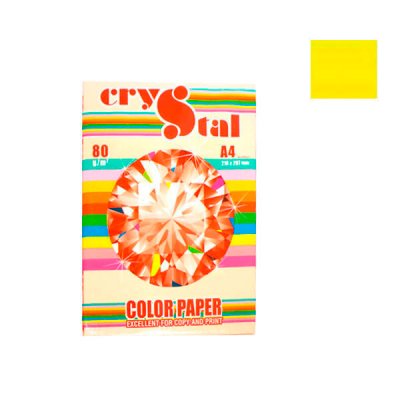 Бумага CRYSTAL COLOR PAPER А4 80г/м2 (100л) 210 лимонный ** - 630831 Crystal