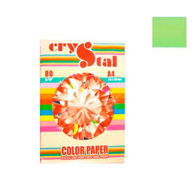 Папір CRYSTAL COLOR PAPER А4 80г/м2 (100л) 130 світло-зелений ** - 630657 Crystal