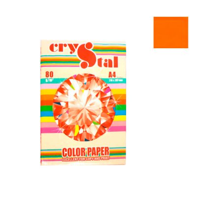 Бумага CRYSTAL COLOR PAPER А4 80г/м2 (100л) 240 оранжевый ** - 630658 Crystal
