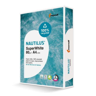 Бумага А4 500л  NAUTILUS® Super White  (Mondi)  80 г/м.кв. 100% Recycled - 19903 MONDI