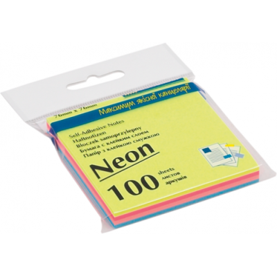 Блок бумаги для записей NEON, 76х76 мм, 4 цв. по 25 л. - BM.2312-97 Buromax