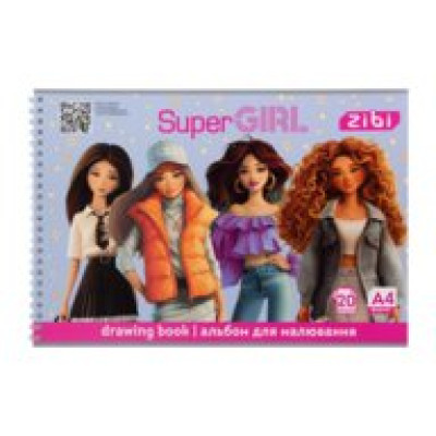 Альбом для малювання SUPER GIRL, А4, 20 арк., 120 г/м2, на пружині, рожевий, KIDS Line.