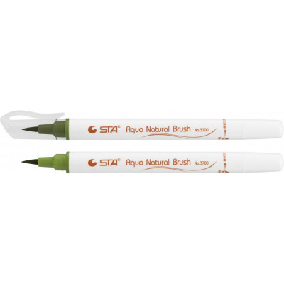 Маркер-пензлик акварельний STA 3700 AQUA NATURAL BRUSH 3700, зелений оливковий - STA3700-37 STA