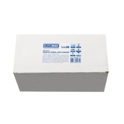 Олівець графітовий LOGO2U, HB, білий, з гумкою, - BM.8517 Buromax