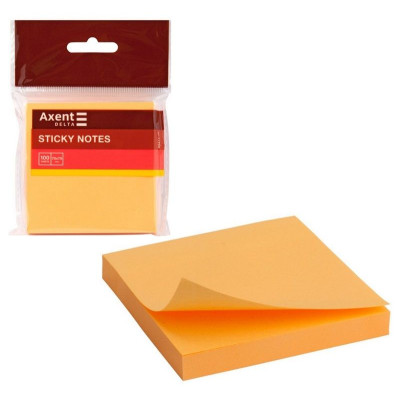 Бумага с липким слоем 75х75 100л неон оранжевая Delta 3414-15 12/120шт/уп - 17838 Axent