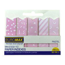Закладки паперові PASTEL, з клейким шаром, 65x18 мм, 100 арк., рожеві