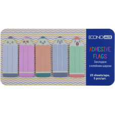 Закладки с клейким слоем 18х50 мм Economix Fun Pencils, 125 шт., бумажные, 5 цветов ассорти