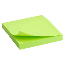 Блок бумаги с липким слоем 75x75 мм, 100 л, ярко-зел