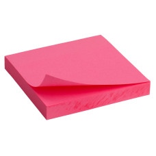 Блок бумаги с липким слоем 75x75 мм, 100 л, ярко-роз.
