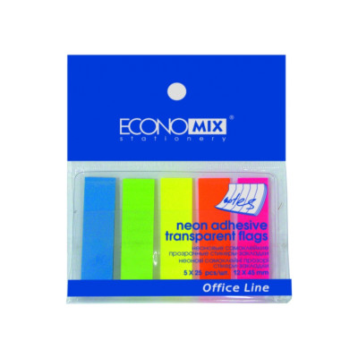 Стікери-закладки Economix, 12х45, пластикові - E20945 Economix